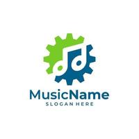 Music Gear Logo Vector Icon Illustration. Gear Music logo design template