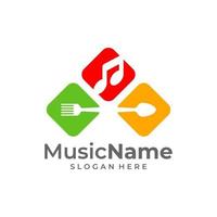 Food Music Logo Vector. Music Food logo design template vector