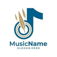 vector de logotipo de música de plumas. plantilla de diseño de logotipo de pluma de música