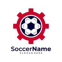 Gear Soccer logo template, Football Gear logo design vector