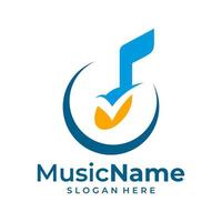 Music Check Logo Vector Icon Illustration. Check Music logo design template