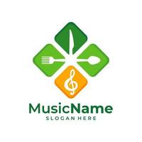 Food Music Logo Vector. Music Food logo design template vector