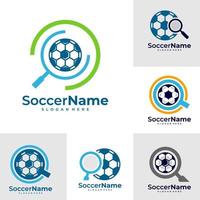 Set of Find Soccer logo template, Football Find logo design vector