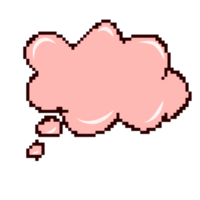 Pink cloud speech bubble pixel style png