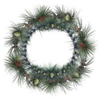 couronne de branches de pin, illustration de guirlande de noël png