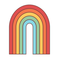 divertente cartone animato arcobaleno. Groovy hippie anni '70. png