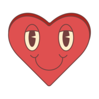 Retro heart cartoon character. Retro 70s groovy element. png