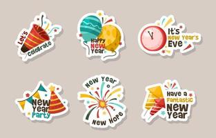 Happy New Year Sicker Collection vector