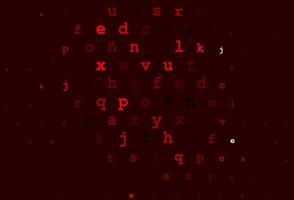textura de vector rojo oscuro con caracteres abc.
