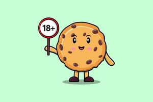 cute cartoon Biscuits holding 18 plus sign board vector