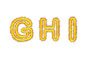 Realistic Fire font text G H I letters of the alphabet, Fire style alphabet text effect PNG