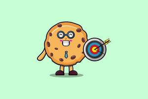 Cute cartoon Biscuits holding target and arrow vector