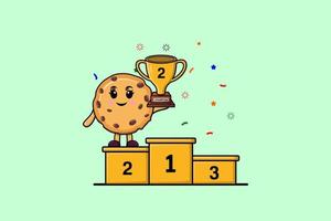 Cute cartoon Biscuits character as second winner vector