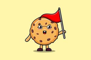 personaje de galletas de dibujos animados lindo sostener bandera triangular vector