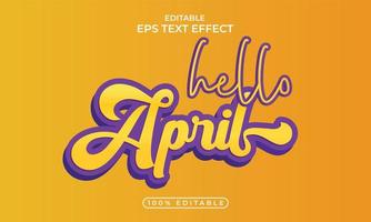 Text style effect with hello April celebration template vector