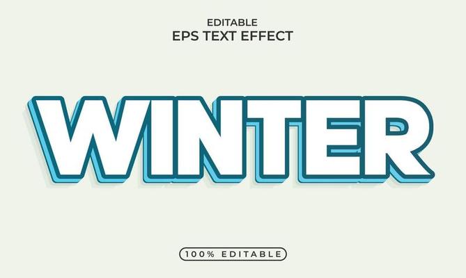 Winter Editable 3d blue color text effect Design