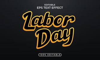 Colorful labor day editable text effect concept vector