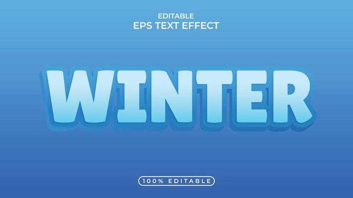 Winter Editable 3d blue color text effect Design
