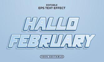 Text style effect with hello February celebration template vector