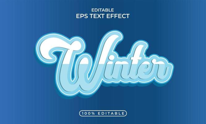 Winter Editable 3d blue color text effect Design