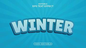 Winter Editable 3d blue color text effect Design vector