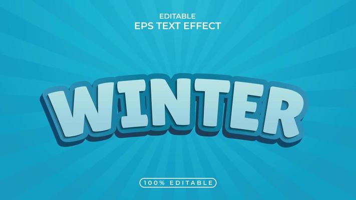 Winter Editable 3d blue color text effect Design