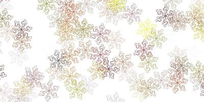 Light red, yellow vector doodle template with flowers.