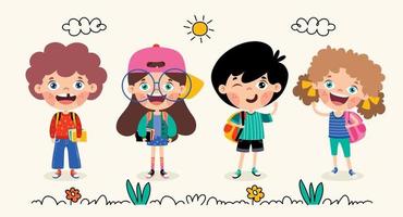 Education Concept With Cartoon Students vector