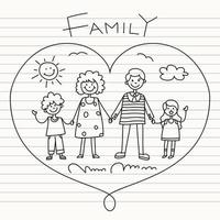 familia de dibujos animados divertidos dibujados a mano vector