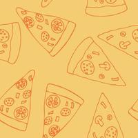 pizza de patrones sin fisuras dibujada a mano en estilo garabato. adecuado para menú, embalaje, papel envolvente, papel tapiz, fondo, textil, papel digital. , minimalismo escandinavo monocromo vector