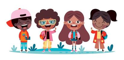 Education Concept With Cartoon Students vector