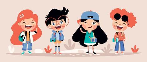 Education Concept With Cartoon Students vector