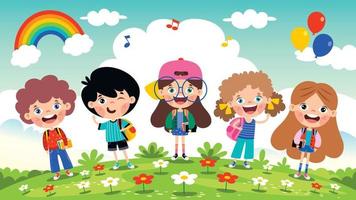 Education Concept With Cartoon Students vector