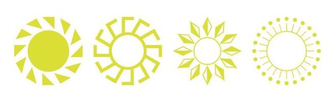 Collection of 4 pieces of abstract different yellow sun on white background - Vector
