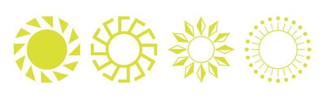 Collection of 4 pieces of abstract different yellow sun on white background - Vector