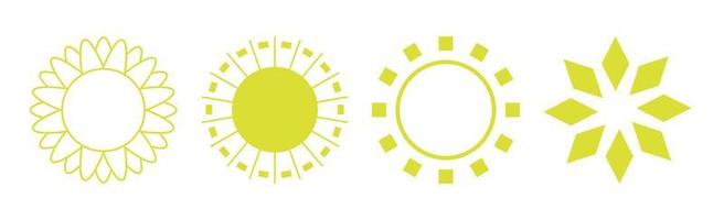 Collection of 4 pieces of abstract different yellow sun on white background - Vector