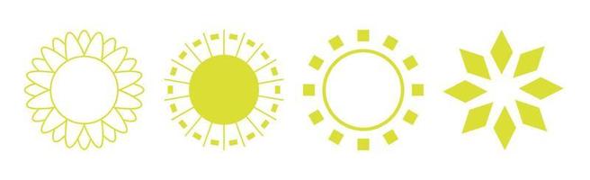 Collection of 4 pieces of abstract different yellow sun on white background - Vector
