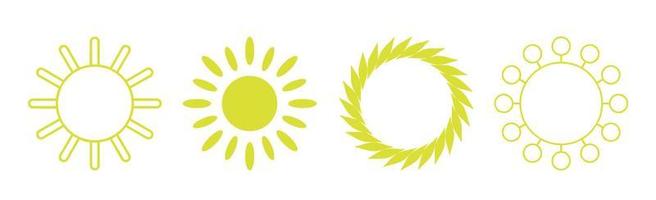 Collection of 4 pieces of abstract different yellow sun on white background - Vector