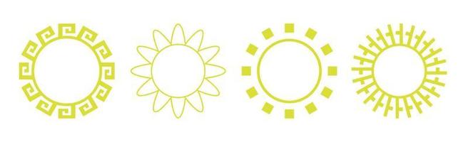 Collection of 4 pieces of abstract different yellow sun on white background - Vector