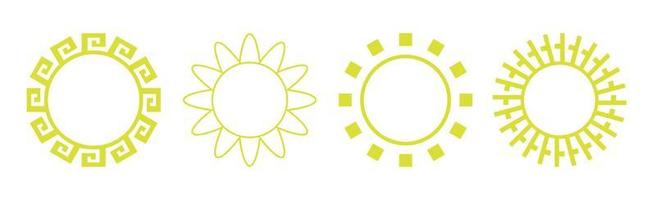 Collection of 4 pieces of abstract different yellow sun on white background - Vector