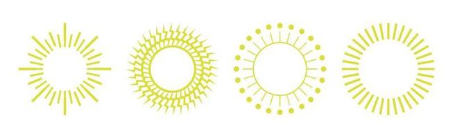 Collection of 4 pieces of abstract different yellow sun on white background - Vector