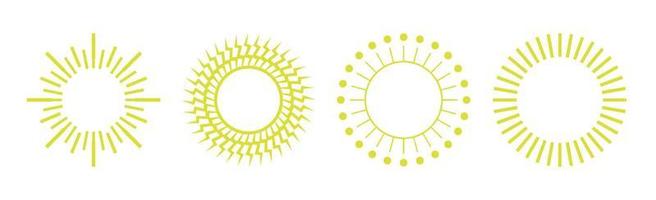 Collection of 4 pieces of abstract different yellow sun on white background - Vector