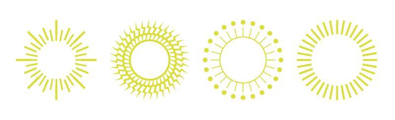 Collection of 4 pieces of abstract different yellow sun on white background - Vector