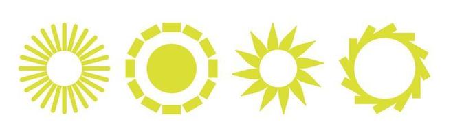 Collection of 4 pieces of abstract different yellow sun on white background - Vector