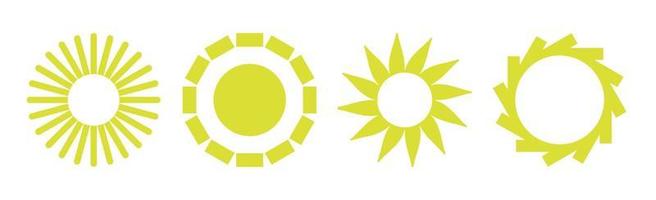 Collection of 4 pieces of abstract different yellow sun on white background - Vector