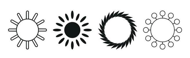 Collection of 4 different black sun abstraction pieces on white background  - Vector 13400635 Vector Art at Vecteezy