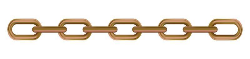 Metal realistic bronze chain on white panoramic background - Vector