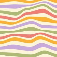 Wavy stripes background. Abstract geometric texture. Colorful wavy distorted stripes on a beige background. Pastel colors. Vector illustration