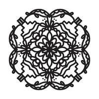 patrón circular de mandala en blanco y negro, decorado con arte de mandala fresco bohemio, flores de henna, rito mehndi y simetría monocromática. página de libro para colorear mandal, terapia antiestrés. vector