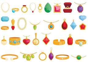 Jewelry store icons set cartoon vector. Fashion retail vector